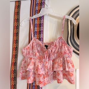 Wild Fable pink floral cropped tank, Size M